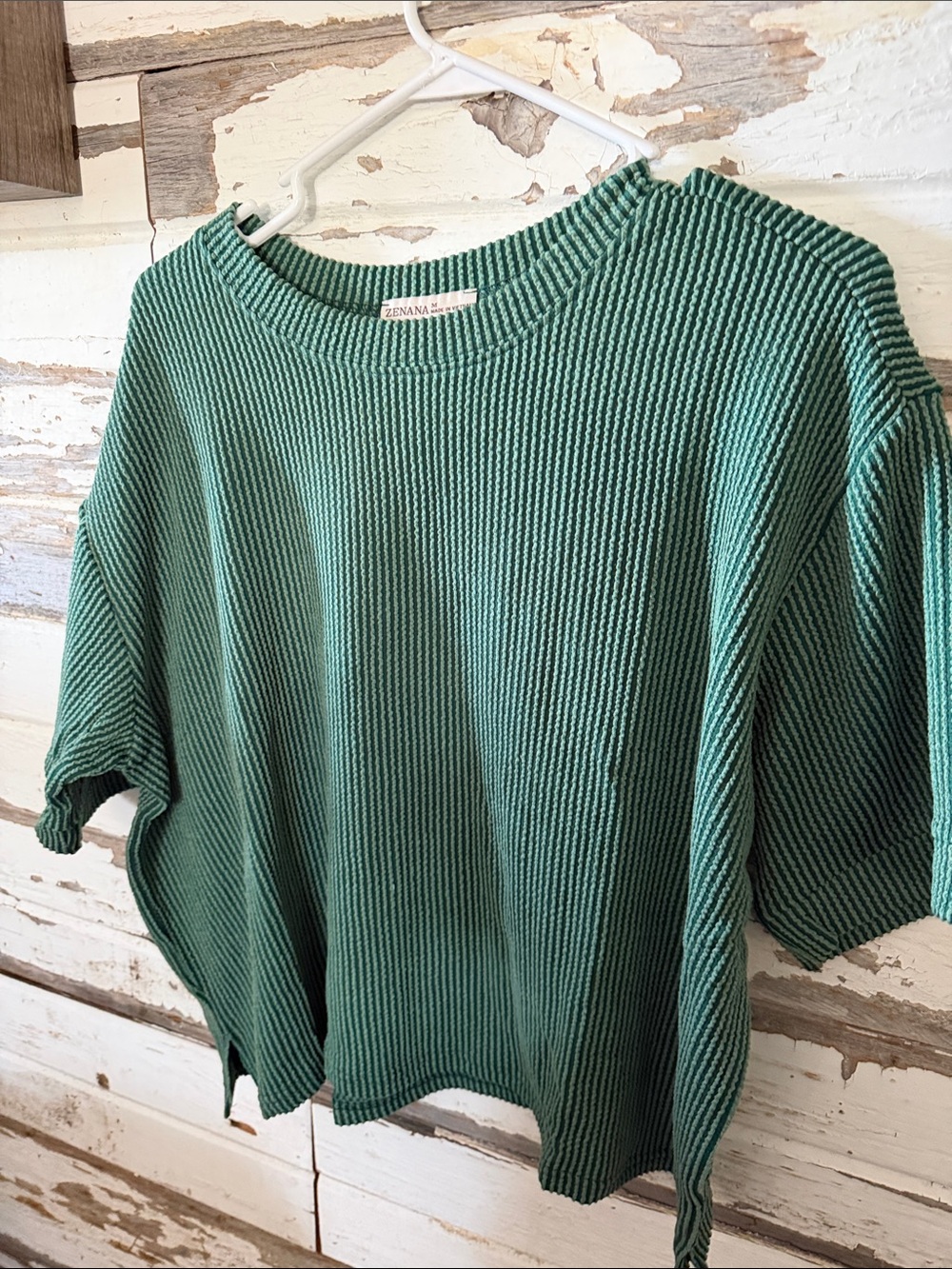 Zenana Outfitters Green Waffle Knit Shorts Set - Picture 4 of 8